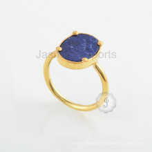 Vergoldeter Sterling Silber Lapis Edelstein Silber Ring